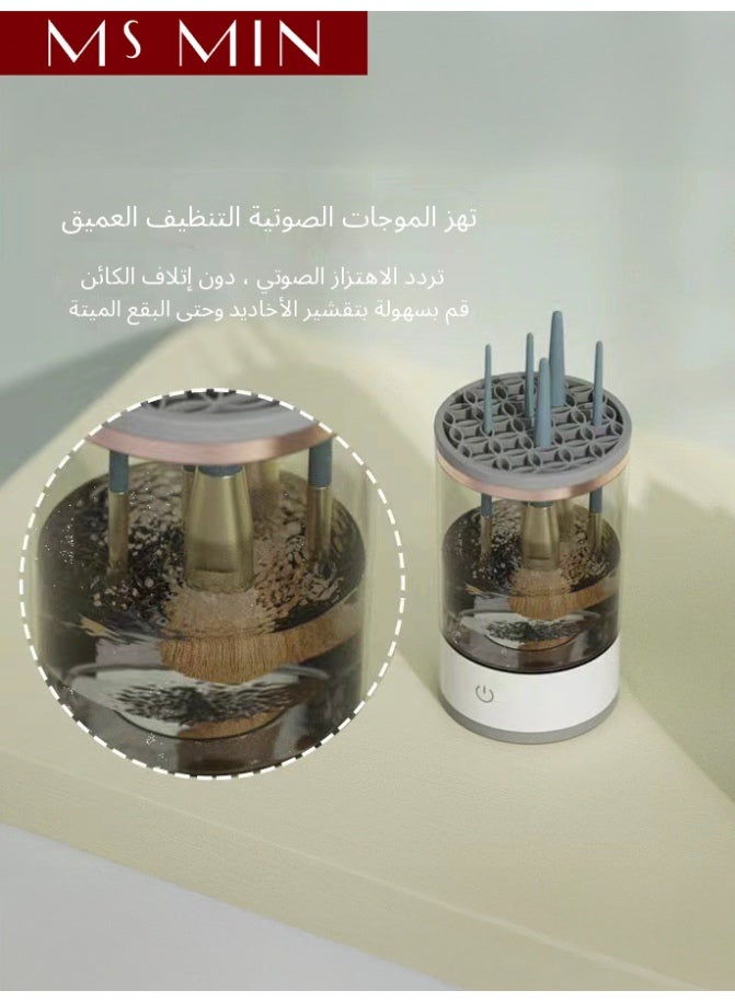 موقف حياة السيدة منظف فرش المكياج – جهاز تنظيف تلقائي بلمسة واحدة لتنظيف الفرش اليومية - Image 5